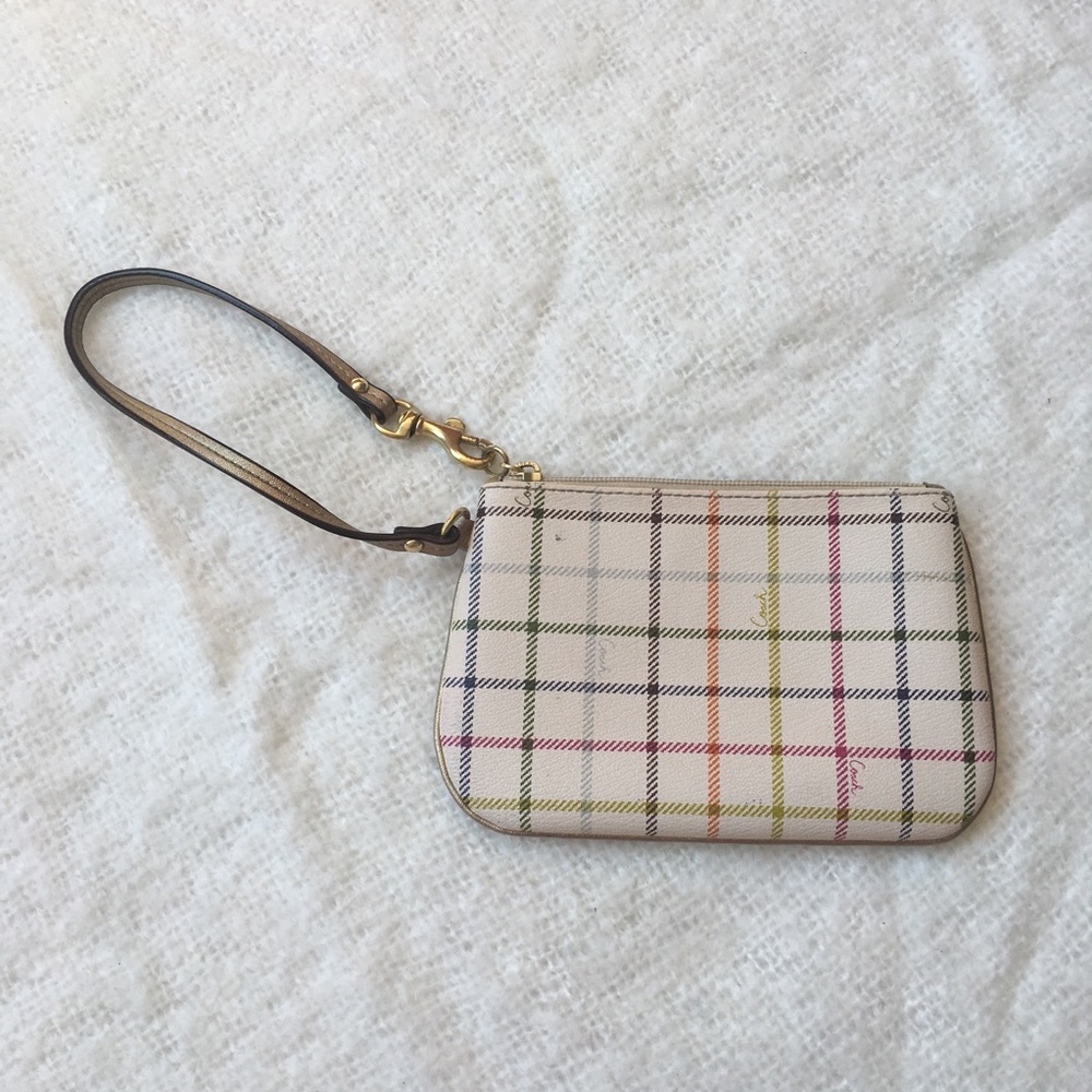 Coach Multicolored Plaid Wristlet